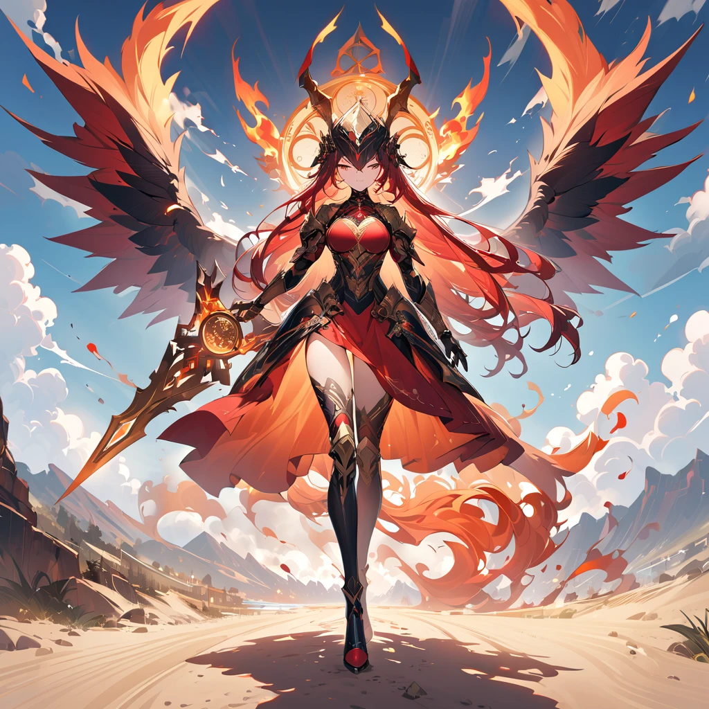(masterpiece:1.2), (best quality:1.2), (ultra-detailed:1.1), (illustration),(detailed light), (an extremely delicate and beautiful:1.1),phoenix,Red aura,black flame