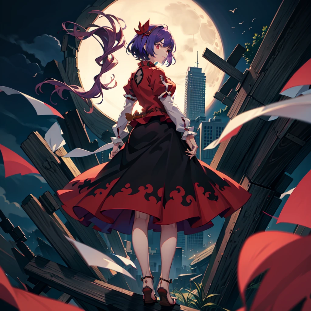 people the devil sealer manga, Anime, devil, Angel Art, Anime,  fantasy character,  My Hero Academia , people, people, 1peopleの***, Yasaka Kanako , Alone, rope, Sandals, Red eyes, onbashira, Red Sky, mirror, Purple Hair, shimenawa,  Layered Sleeves, Leaf hair ornament, moon,  short hair,  red shirt, Toes,  Long Sleeve ,  watching viewers, skirt