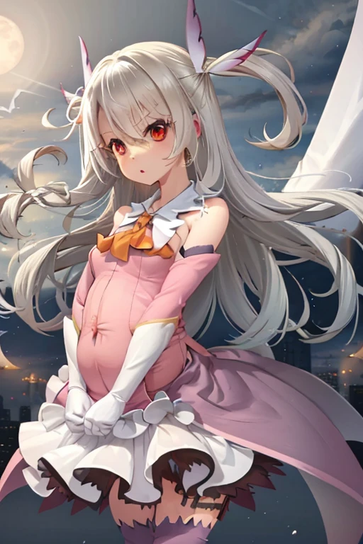 Pregnant Woman, Ringetsu, Gray Hair, Dark Magical Girl Clothes, Bat Wings