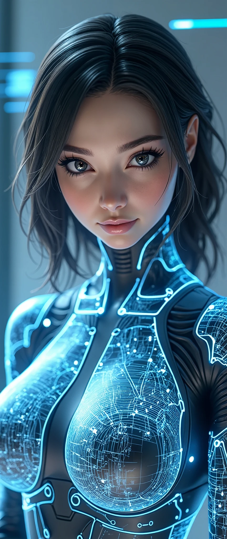 (masterpiece:1.2,Exceptional Quality,Mirror-like, movie-like experience, photorealistic:2.0,RAW Photos:2.0,Super detailed),8k,wallpaper,(Representing blueprints through holograms:2.0),(Beautiful woman:2.0),Female Cyborg,(Female Cyborgの設計図:2.0),(Draw the front view:2.0),(Avant-garde design:2.0),(Drawing detailed blueprints:2.0),(Beautiful Face,beautiful eyes,Beautiful Hair),(3D Animation:2.0)