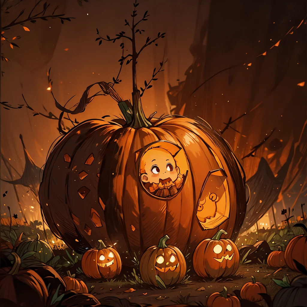 Halloween glowing very cute pumpkin