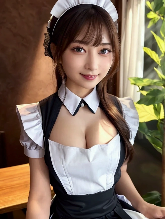 (ung girls), Brown hair, Amazing face and eyes, Pink eyes, seducting smile, (Maid café costume with frills, Pleated mini-skirt:1.5), (Pink maid café costume with wide open breasts:1.2), (Beautiful big breasts:1.3), bared chest, (amazingly beautiful girl), Brown hair, Stylish hair ornaments, (Best Quality:1.4), (Ultra-detailed), (extremely detailed CG unified 8k wallpaper), Highly detailed, High-definition raw color photos, Professional Photography, Sitting, (Pure white sofa:1.3), (Spread your legs wide open), (:1.2), (((Bokeh))), depth of fields,of the highest quality, masutepiece, 超A high resolution, (Photorealistic: 1.4), 1girl in
(((Best Quality))), masutepiece,intricate detailes, depth of fields,Highest Quality,Extremely detailed,hight resolution,4K,超A high resolution,detailed shadow,A hyper-realistic,Realistic,Dramatic Lighting,1girl in,Solo,Detailed face,Detailed eye,Realistic skin