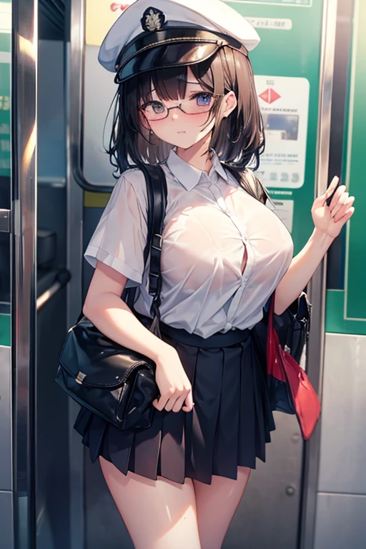 Very detailed, Sexy Body, Big Breasts, attractive appearance、sexual expression,Ahegao、Wet Panties、Love juice dripping from a wet pussy、Taunt、Obscene、climax、masturbation behavior、blush、Inside the train、Thong、Standing position、Standing at the train entrance、Wear a white shirt、No bra、Provoking a man、Alluring expression、Shy woman、shame、Love juice stains on pants、A woman who gets excited when her body is seen、A woman who likes to have her body seen、Naughty expression、Masturbating on the train、In a suit、Glasses、Wet panties、Tight Skirt、Garter Stockings、Office Lady、Intelligent woman