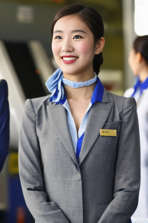  one Japanese woman、 woman squatting at an airport terminal、((Full body images:1.2))、24 years old、 Stewardess、 flight attendants、(Best Quality、masterpiece、 Kampala、 Kampala)、Clear Makeup、Beautiful woman、Perfect Proportions、 beautiful legs with tails、 delicate face and moisturized lips 、 beautiful dark hair 、( Nikon Z9 NIKKOR Z 50mm f /1.2 S 50mm F/11 1/40secs:1.2)、((RAW photo、Lifelike photos))、Updo、優しいsmileであなたを見る、Airline Uniforms、ANA uniform、 gray uniform 、(Blue Shirt)、(Blue neck scarf:1.3)、
masterpiece、 best quality 、 photorealistic、Super detailed,Detailed details 、 Kampala、8k wallpaper,1Beautiful woman、 Light brown disheveled hair 、 wearing a business suit 、 clear focus 、  perfect dynamic composition、 BEAUTIFUL DETAILS EYES 、 Detailed Hair、 Realistic Skin Texture 、smile、 close-up portrait 、 model body type 