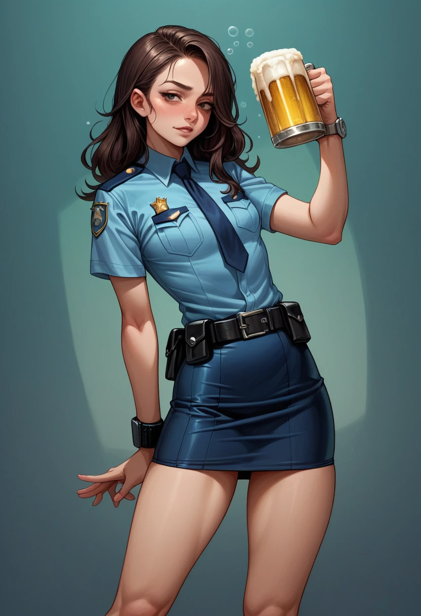 robert lesser, area 55, charismatic , open wide syes, leopard skirt, illustration, noir fantasy, lone lady pointed with a gum by a police, sad ending, thief, unlegal entry, pulp art, sensual curves, cleavage, vagina exposed, agazapada