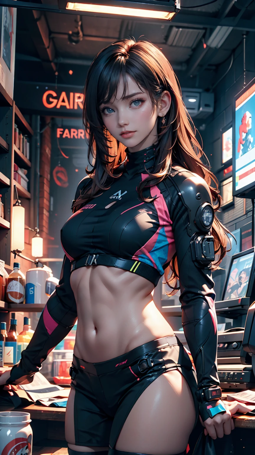 masterpiece ,  girl ,  red berry long hair  ,  blue eyes  ,  Gradient ,   Perfect Figure  , ( Techwear:1.2) ,  Cyberpunk , future , Modern , in  Cyberpunk city,  Light Smile  , Detailed face ,, , (8k,  最high quality1.2),  Super detailed, 8K Ultra HD,,  soft lighting ,  high quality,  film grain,   Beautiful lighting,, ( like a movie:1.4) , perfect body , Best lighting,  best shadow ,  Sharpness, Contrast,