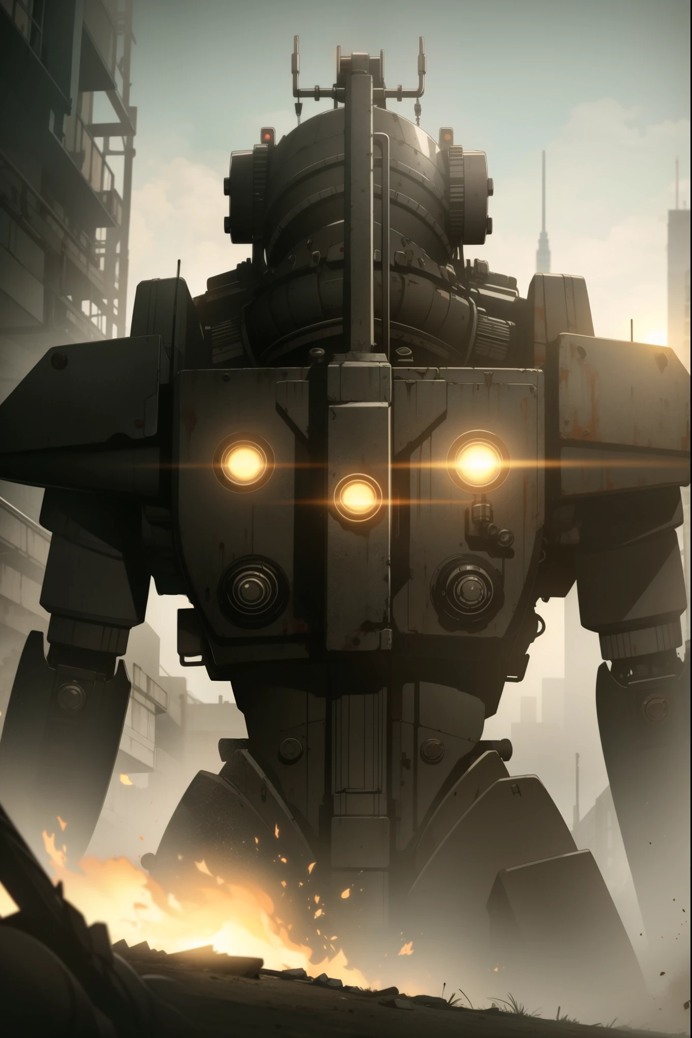 mecha,dystopia,foggy,gothic steampunk, masterpiece,ultra quality,extreme detailed,absurdres,time stop,impact,volumetric lighting,cinematic lighting
