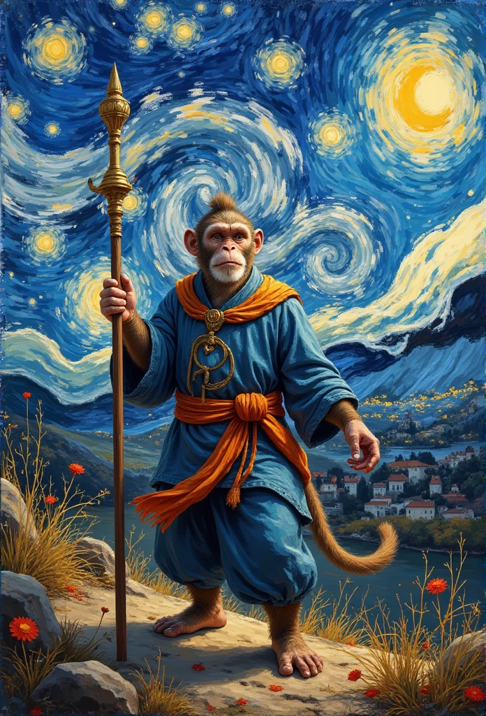 /Sun Wukong, Van Gogh style，