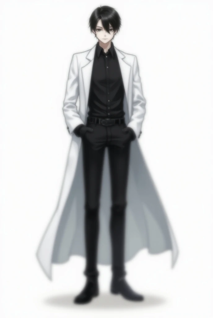 Black guy in a white suit and a black blindfold anime style with haki