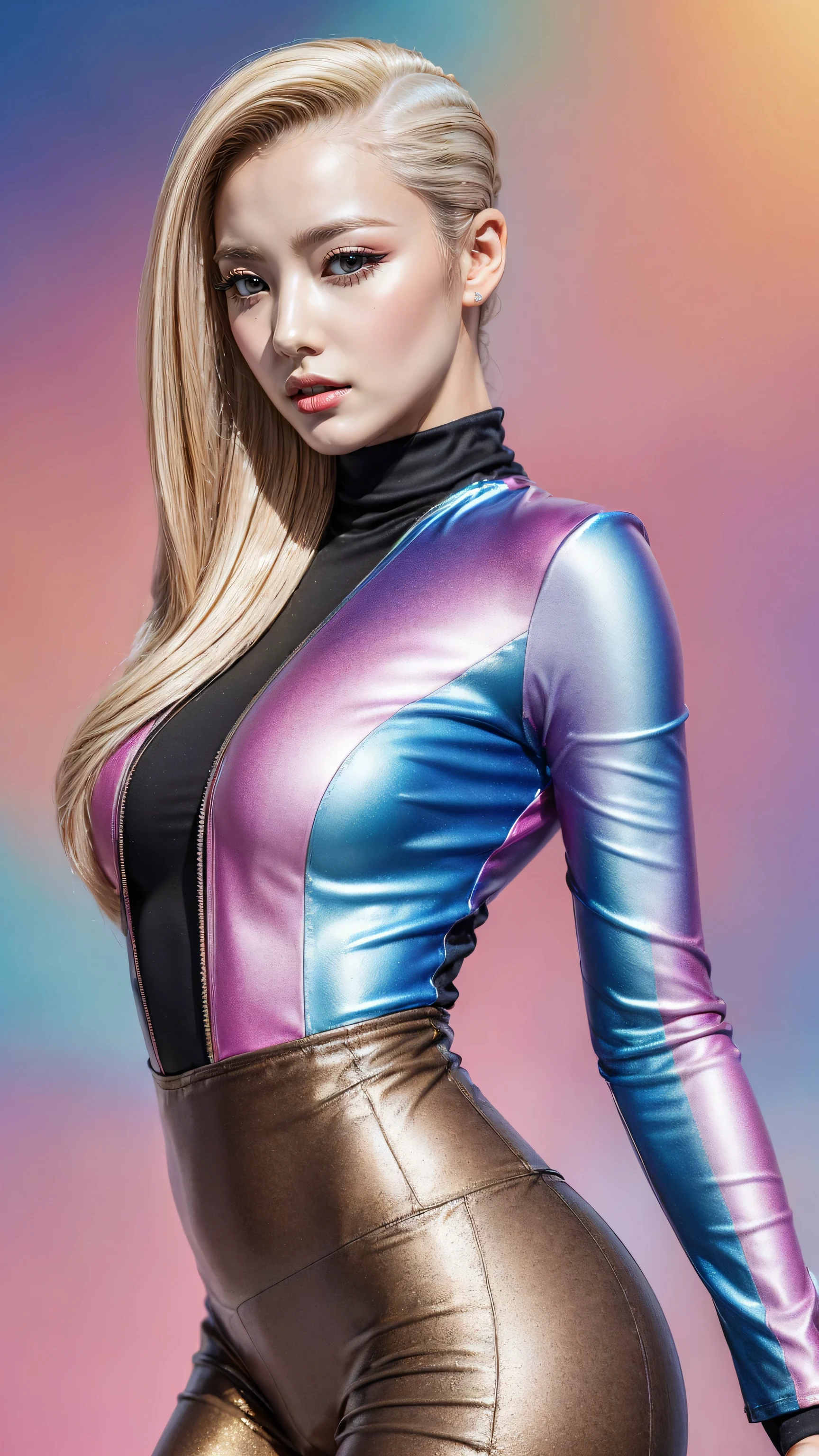 Quality\Realistic,(hyper-photorealistic Realism),(high resolution),((ultra extreme detailed digital art)),hyper-quality,(best high quality real texture skin:1.4),(professional photography,golden ratio\), BRAKE ,Famale\solo,1woman,20yo,European,supermodel[sophisticated and extravagant sexy style,intricately detailed],(very cute,beautiful\), Skin\(swarthy,tanned,smooth,silky,shiny\), Hair\(best quality texture hair:1.4),BREAK,((long [[dark]] blonde hair ((slicked to the side:1.22)) extremely detailed:1.32)\),Eyes\((sharp focus,not blurry,absurd quality,Realistic brown_eyes:1.32)),((extremely fine details eyes)),(perfect round eyes:1.2),finely detailed pupils,(extremely fine details of pupils:1.3),(extremely fine details of iris:1.3),((Vibrant eye digital art:delicately painted in mesmerizing array of colors:1.3)\),wearing makeup\(professional makeup:1.3),(pink_makeup:1.3),(Thin eyebrows),Carefully draw Long eyelashes:1.25,((perfect dark_eyeshadows:1.35)),detailed lips:1.3,(apply glossy red_lipstick:1.25\),Costume\((sharp focus)),(super extravagant,Intricately Detailed(cut jacket)),((beautiful tight Pants random$#@:1.3)),(random sport% top:1.3\),(perfect proportions),(anatomically correct),(perfect female body:1.25),((Super beautiful body)),(firm and full breasts:1.3),(narrow waist:1.3),small ass,slim face,beautiful cheekbones,slim belly:1.3,((slim,muscled body:1.3)),(Super beautiful face),(realistic face),(highly detailed face:1.3),(smoother lighting:1.05),(increase cinematic lighting quality:0.4),realistic lighting, light on face and body,(dark shot),((wearing jewelry)),((walking through shopping malls:1.25)),exquisite balance of shadows,perfect composition,((shot above the knee:1.35)),look at the viewer,Hasselblad, 85mm f/4.0,better bare hands,(Normal hands,each hand five fingers),(Proportions are based on a 7.5 head scale).