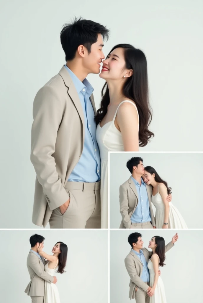 They are two people who pose for a photo with their arms outstretched, Pose(Arms up + cheerfulness), Happy couple, Smiling couple, Without background, advertisement picture, advertising photograph, Adult, couple, By senior artists, bottom angles, Brilliant, couple dancing, marketing photo, promotional art, promo image, Single image, Beginner, full device, raise both arms