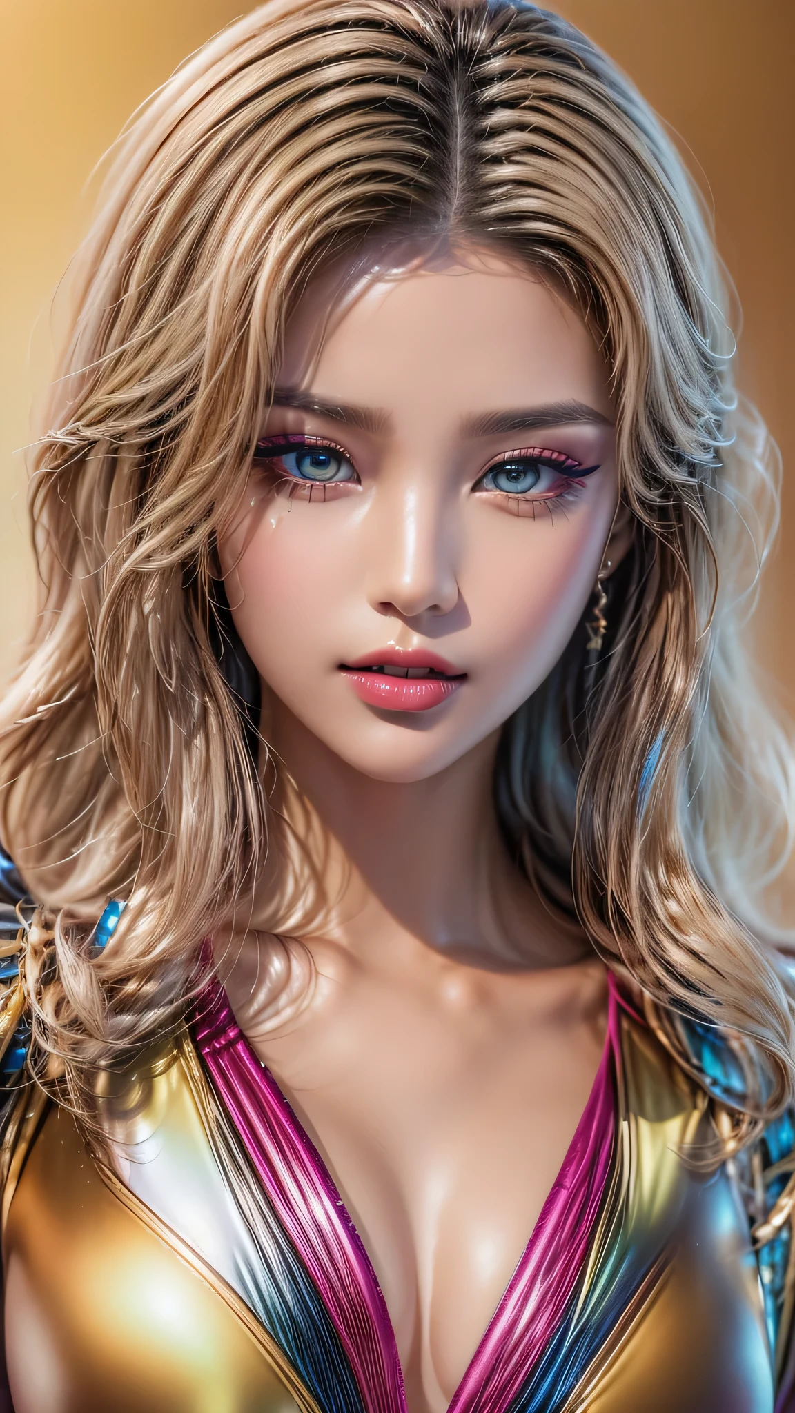 Quality\Realistic,(hyper-photorealistic Realism),(high resolution),((ultra extreme detailed digital art)),hyper-quality,(best high quality real texture skin:1.4),(professional photography,golden ratio\), BRAKE ,Famale\solo,1woman,20yo,European,supermodel[sophisticated and extravagant sexy style,intricately detailed],(very cute,beautiful\), Skin\(swarthy,tanned,smooth,silky,shiny\), Hair\(best quality texture hair:1.4),BREAK,((long [[dark]] blonde hair ((slicked to the side:1.22)) extremely detailed:1.32)\),Eyes\((sharp focus,not blurry,absurd quality,Realistic brown_eyes:1.32)),((extremely fine details eyes)),(perfect round eyes:1.2),finely detailed pupils,(extremely fine details of pupils:1.3),(extremely fine details of iris:1.3),((Vibrant eye digital art:delicately painted in mesmerizing array of colors:1.3)\),wearing makeup\(professional makeup:1.3),(pink_makeup),(Thin eyebrows),Carefully draw Long eyelashes:1.25,((perfect dark_eyeshadows:1.35)),detailed lips:1.3,(apply glossy red_lipstick:1.35\),Costume\((sharp focus)),(super extravagant,Intricately Detailed(cut jacket:1.35)),((beautiful tight Pants random*&*:1.34)),(random sport top*&*:1.4\),(perfect proportions),(anatomically correct),(perfect female body:1.25),((Super beautiful body)),(firm and full breasts:1.3),(narrow waist:1.3),small ass,slim face,beautiful cheekbones,slim belly:1.3,((slim,muscled body:1.3)),(Super beautiful face),(realistic face),(highly detailed face:1.3),(smoother lighting:1.05),(increase cinematic lighting quality:0.4),realistic lighting, light on face and body,(dark shot),((wearing jewelry)),((walking through shopping malls:1.25)),exquisite balance of shadows,perfect composition,((shot above the knee:1.35)),look at the viewer,Hasselblad, 85mm f/4.0,better bare hands,(Normal hands,each hand five fingers),(Proportions are based on a 7.5 head scale).
