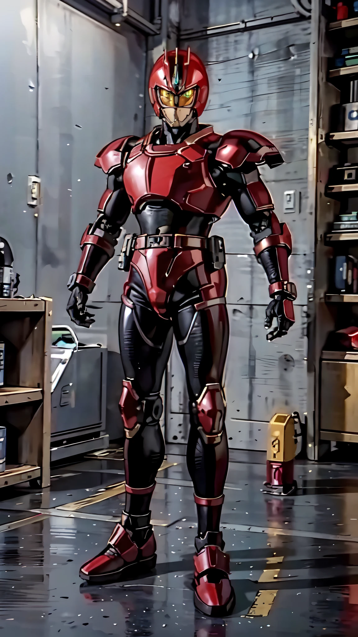 (masterpiece:1.5, best quality:1.5, extremely delicate:1.5), ((male:1.5)), Biomimetic humanoid Mecha, green eyes, fully enclosed shoulder guards, matching arm and leg guards, gemstone, full body, full armor, the design balances heavy with agility, organic biotech armor, (the color scheme is primarily Golden and Red with Black and White accents, concept Inspired by Ninja, glowing eyes, the armor glows), standing, floating high above the futuristic sci-fi city, a finely crafted Super robot in anime style, exquisite and mature art style, metallic, dramatic, high definition, highres, ultra-detailed, ultra-fine painting, professional, anatomically correct, symmetrical face, extremely detailed eyes and face, high quality eyes, creativity, RAW photo, UHD, 32k, Natural light, cinematic lighting, (masterpiece-anatomy-perfect:1.2)