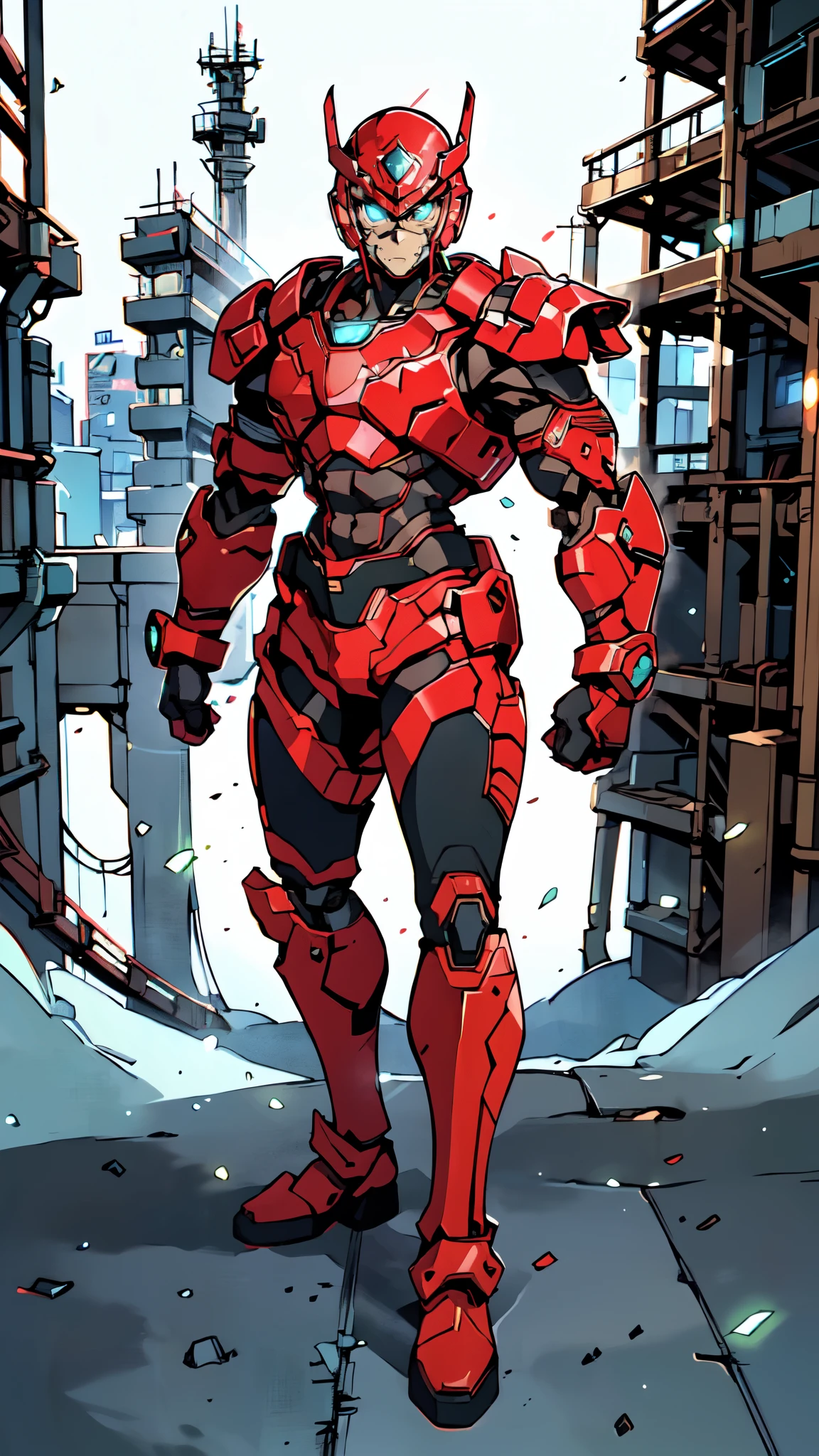 (masterpiece:1.5, best quality:1.5, extremely delicate:1.5), ((male:1.5)), Biomimetic humanoid Mecha, green eyes, fully enclosed shoulder guards, matching arm and leg guards, gemstone, full body, full armor, the design balances heavy with agility, organic biotech armor, (the color scheme is primarily Golden and Red with Black and White accents, concept Inspired by Ninja, glowing eyes, the armor glows), standing, floating high above the futuristic sci-fi city, a finely crafted Super robot in anime style, exquisite and mature art style, metallic, dramatic, high definition, highres, ultra-detailed, ultra-fine painting, professional, anatomically correct, symmetrical face, extremely detailed eyes and face, high quality eyes, creativity, RAW photo, UHD, 32k, Natural light, cinematic lighting, (masterpiece-anatomy-perfect:1.2)