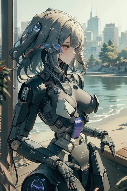 (masterpiece),(Highest quality),(Super detailed),(Best illustrations),(Best Shadow),(Absurd),(Detailed Background),(so beautiful), 16K, 8K, 4K,(Best Shadow),robotization,woman ,big bust,Robot Joint ,Metal skin,Black robot Suit,long hair,a black robot suit that covers the whole body,robot hand,cyber bodysuit,mecha head,(Detailed hands and fingers:1.2),Ball joint robot body,doll joint,beautiful face,beautiful robot girl,robotic eye,robotic hands,(no more human skin),android girl,cyborg girl,F cup, sexy body,(machine made joints:1.2),(machanical limbs:1.1),(blood vessels connected to tubes),(mechanical vertebra attaching to back),(mechanical cervial attaching to neck),no messy picture style,no emotion,raiden shogun