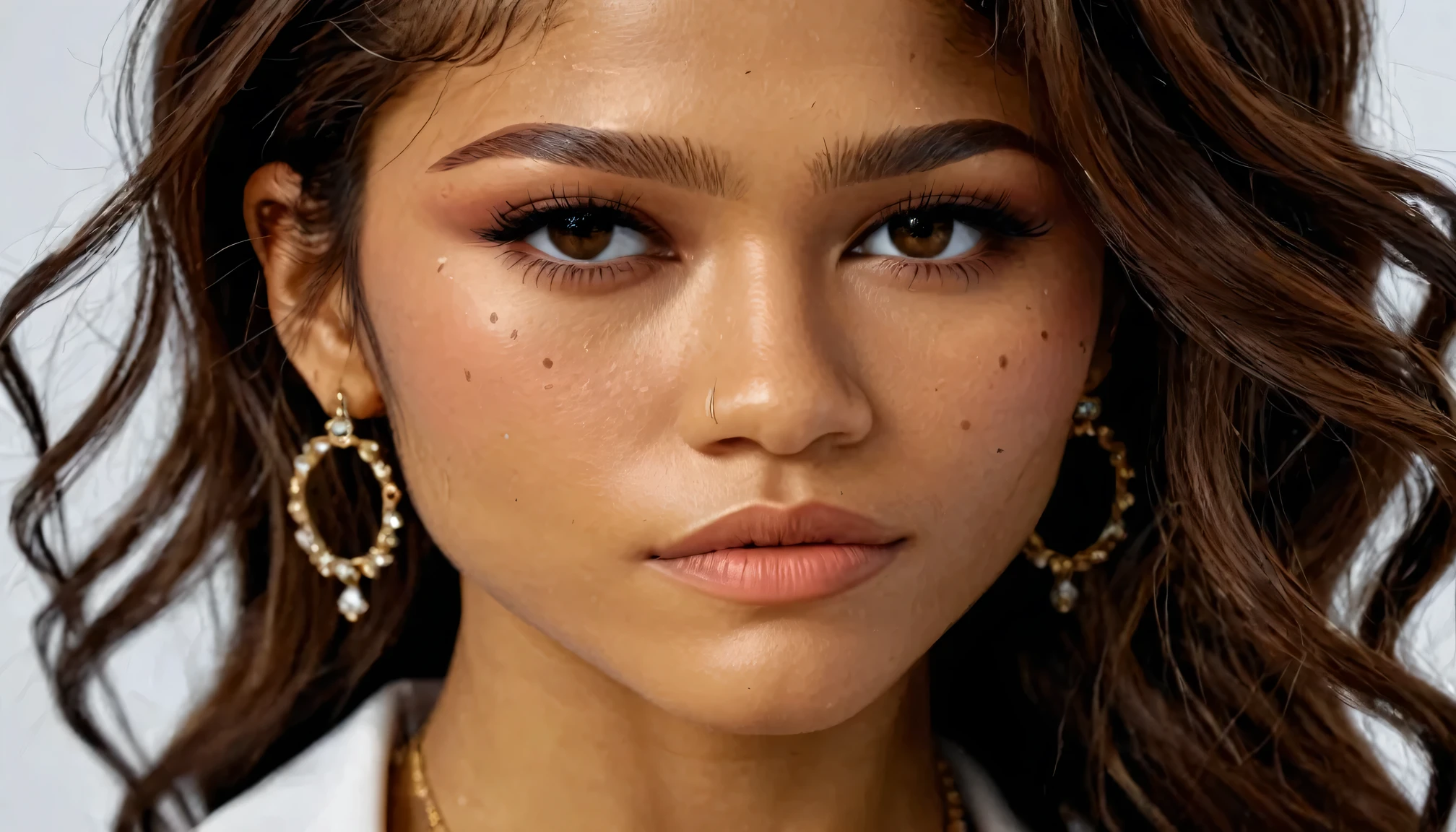 (zendaya:.4), (32k:1.5, Highest quality, masterpiece, Ultra-high resolution), Professional camera work:1.6, Highly detailed skin and face textures:1.3, Captivating portrait:1.2, Very accurate, Very detailed, 1 adult female, Incredibly slim body, sense of loss, Sadness, Expressions of sadness, Small face, (()), (medium shot), 