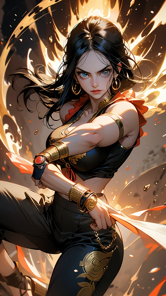 Create an image of a warrior woman with a sword 