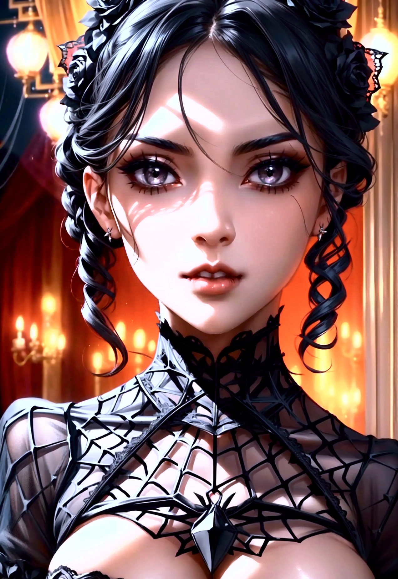 [detailed illustrations, Art, based on an extremely perfect anatomy, very detailed and detailed drawings, slow and gentle lines, realistic texture],((Colored wavy basic lines)),(Working with outstanding craftsmanship),(ruins background),MACHINALISA HENTAI ANIME Beauty (high (high)) 16 years, smooth straight hair. (long transparent hair) automatic,Black Dress Black Rose ((Lace Pattern) (Thorn)) (Alien Armor Chain (Transparent Material)) (Cybernetic Gothic Lolita (Titanium Alloy)),(((fashion not bondage:0.4)))),((Fine and beautiful skin expression (transparency))),((Clear Gaze)),((perfect eye detail (Beautifully drawn pupils in detail))),(( long and beautiful eyelashes: 0.4)),(beautiful perfect face (Realistic facial details: 0.5)),(Subtle hair details)),((perfect finger detail)),((Perfectly proportioned proportions: 1.2))),(The design is made at a high level,((Advanced structural understanding of materials)),Perfect color combination),((Decoration)) ((Dense details) ),((detail, a high resolution)),[(Precision detail),((Multilayer texture)),high quality,a high resolution],((Accurately simulate the interaction of light and material., understanding of air flow, Mechanically correct representation))),(((Visual art with a sense of storytelling)). hyperstylized horror-fantasy, hyper sexual, pornographic imagry, depravity, explicitly grotesque, visceral, unsettling, brutal concept, sadistic Grins, bloodying, metaphysical, Jarring expressions.hauntingly morbid.