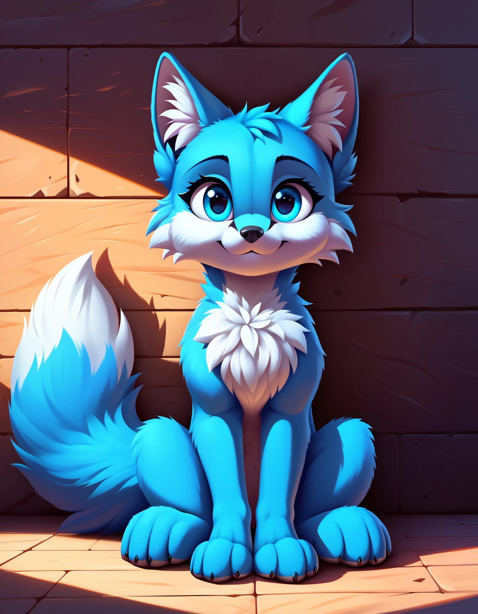 score_9, score_8_up, score_7_up,, blue fox, feral, looking at you, sitting, detailed, beautiful, cute, hnnng, daaaaaaaaaaaw, weapons-grade cute, fluffy, chest fluff, ear fluff, cheek fluff, fur