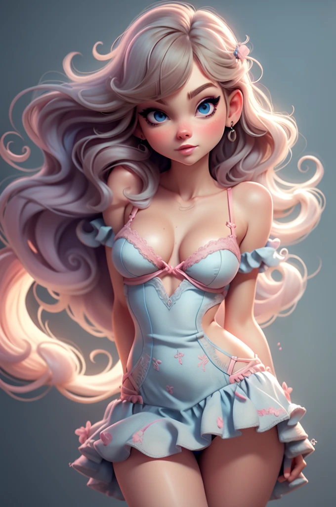Candice Swanepoel barbie style, pink, fushia, blonde hair, flowers in hair