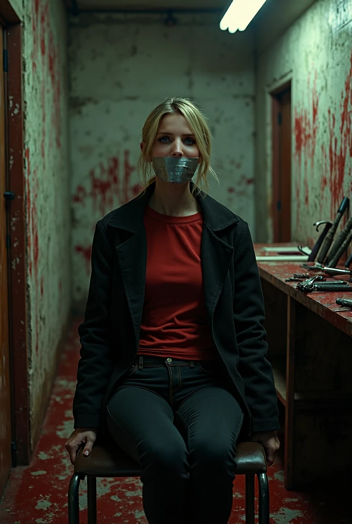 Female michael myers holding bloody knife