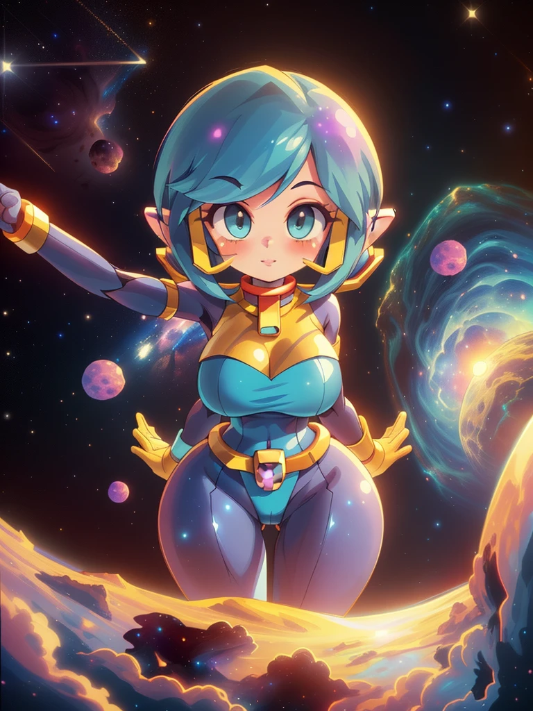 score_9, score_8, score_7, Masterpiece, Hyper detailed, Best quality, UHD, Ultra high resolution, (32K), (Point of view:1.5), (Random poses), (((3D))), (Close up:1.5), (1girl), Breasts, (Her skin made of Nebulae, Nebula style skin:1.5), (A celestial deity made out of nothing but nebulae that has lived in outerspace all her life since the begining of the universe:1.5), Voluptuous, Sexy, Curvy waist, (Wide hips:1.5), (Slim waist:1.5), (Long elf ears:1.5), (Nebulae eyes, Longeyelashes), (Long Nebulae hair), (Celestial being emerging from a Nebulae in deep outer space:1.5), martius_nebula, AGGA_ST009, (Gundam art style:1.4). (Powerpuff Girls art style:1.4)