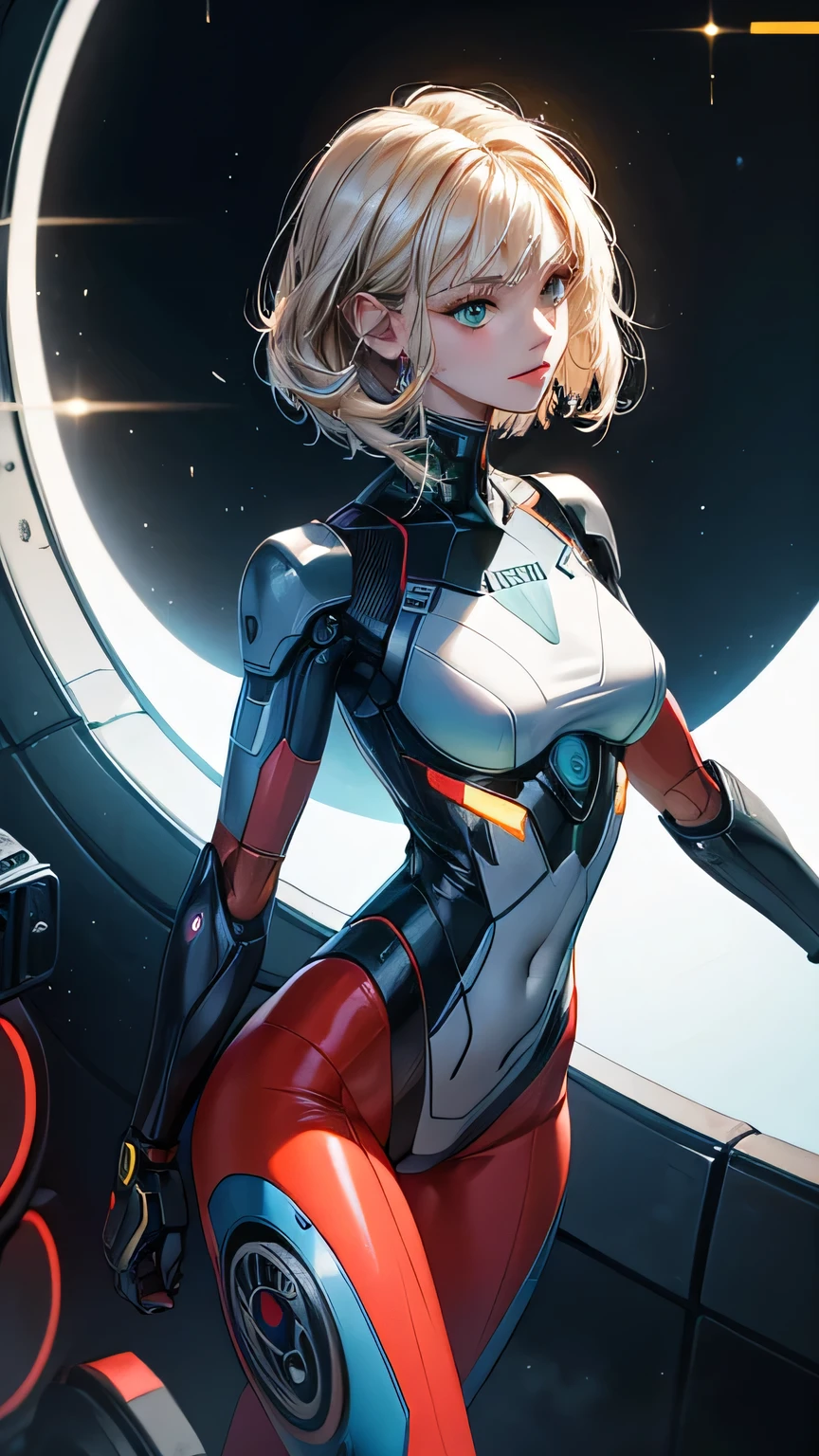 1female，age 5，Small loli，smallunderboob， 独奏，（Background with：Huge machinery，space ship，space） She has short blonde hair，Twist braids，seen from the front， hair straight，，（（（tmasterpiece），（Very detailed CG unity 8K wallpaper），best qualtiy，cinmatic lighting，detailed back ground，beatiful detailed eyes，Bright pupils，Blue eyes，Snow-whiteskin，Redlip（Very fine and beautiful），（Beautiful and detailed eye description），ultra - detailed，tmasterpiece，））facing at camera，A high resolution，ultra - detailed），revealing breasts，Bare genitalia，  Bulge，legs are open，Raised sexy，Camel toes，Flushed complexion，Desire for dissatisfaction，frontage，captain america，Iron Man uniform
