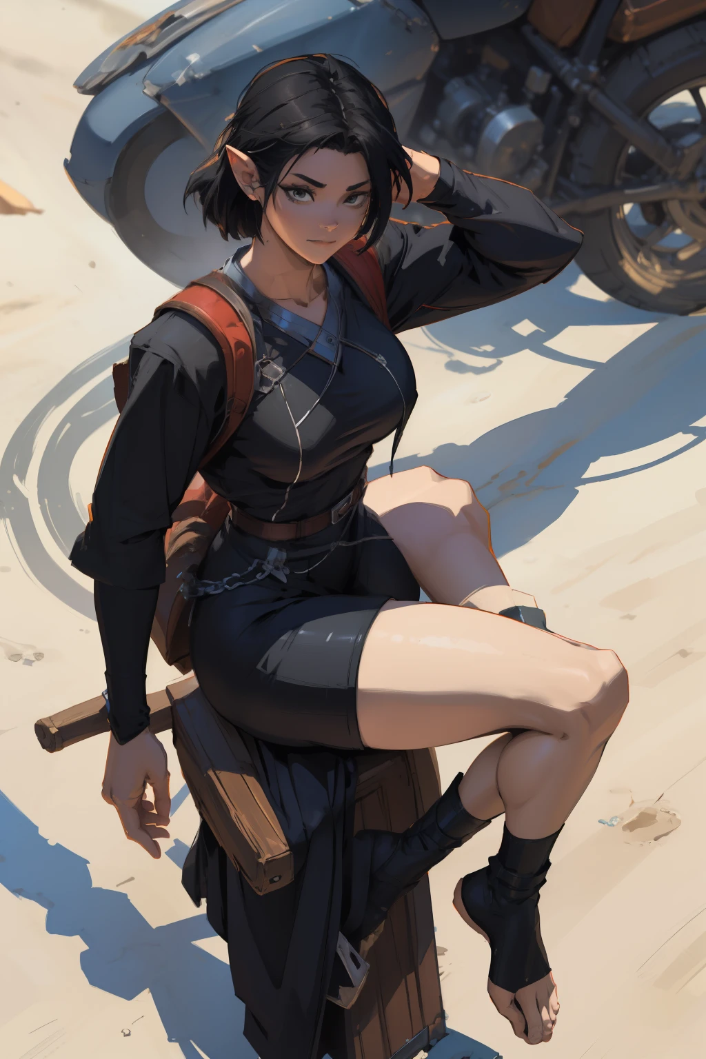 anime character riding a motorcycle with a wooden seat and a backpack, anime art vehicle concept art, artwork in the style of guweiz, motorcycle concept art, digital painting concept art, illustration concept art, guweiz, ross tran style, 2d concept art, concept art illustration, modern concept art, concept art digital illustration, painterly concept art