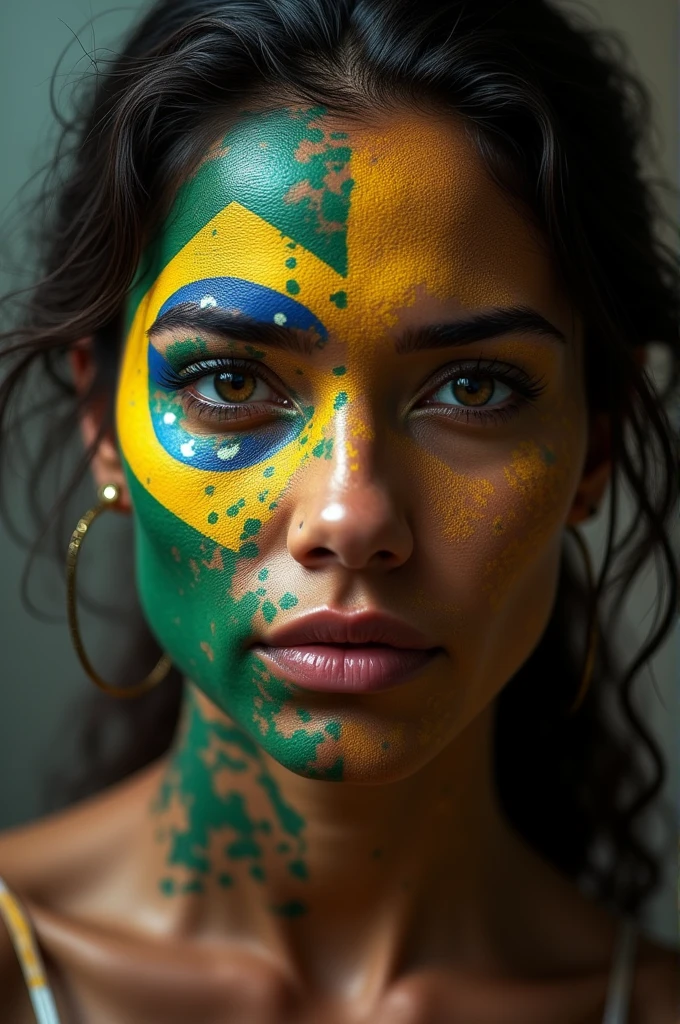 Skull with brazilian flag