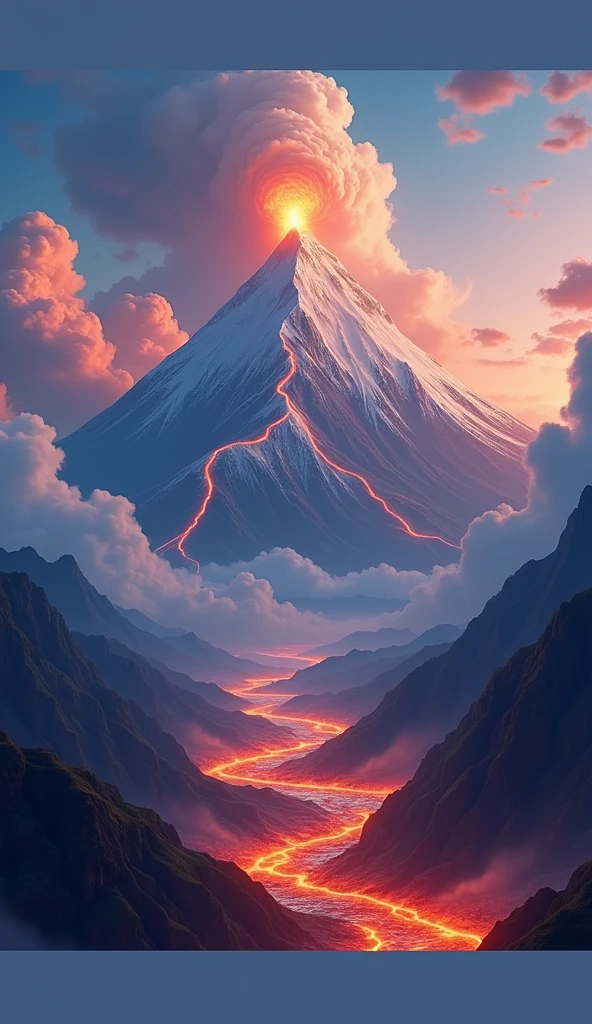 Step into a realm where the elements converge in a mesmerizing symphony of nature's grandeur. Picture an awe-inspiring landscape where earth, water, air, and fire coalesce harmoniously, creating an enchanting scene that captivates the senses.
At the heart of this ethereal symphony stands a majestic waterfall, its cascading waters flowing gracefully from a lofty cliff, surrounded by a gentle mist. The waterfall merges with a crystal-clear river that winds its way through the landscape, reflecting the surrounding beauty like a mirror.
The riverbanks come alive with an array of vibrant flowers and lush vegetation, swaying gently in the soft breeze. Towering trees with leaves of various hues sway rhythmically, as if they are part of nature's own orchestra.
Above the breathtaking panorama, fluffy clouds drift across the sky, casting fleeting shadows over the land below. The sun's warm rays pierce through the clouds, illuminating the landscape in a divine play of light and shadow.
As you explore further, you encounter geysers that erupt sporadically, shooting water and steam into the air like musical crescendos. Their eruptions become part of nature's symphony, blending with the serene sounds of flowing water.
In the distance, a majestic volcano stands tall, exuding an aura of power. Lava flows gently from its crater, creating a mesmerizing glow against the darkening sky. The volcano's rumblings add a subtle bass note to the symphony, a reminder of nature's raw energy.
Throughout this enchanting landscape, mythical creatures hide among the flora and fauna, adding an air of magic and mystery. Perhaps a graceful water nymph plays among the river's ripples, or a fire phoenix soars gracefully through the sky, leaving sparks in its wake.
The colors of this surreal scene blend seamlessly, painting a dreamscape that feels both tranquil and vibrant. Nature's symphony resonates with the viewer, evoking a profound sense of wonder and appreciation for the natural world.