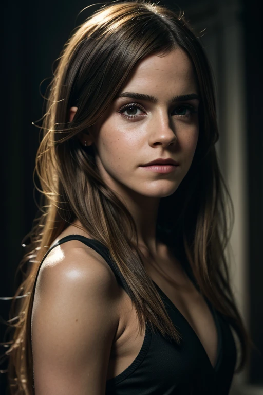 (little Emma Watson), a detailed and fascinating description of a seductive vampire with short red clothes, Halo cosplay, halo uniform, halo uniform, large breasts, beautiful and symmetrical brown eyes, dazzling and carefully crafted face, in a dynamic pose, in the style of artists such as Russ Mills, Darek Zabrotsky, Ivan Laliashvili, Jean-Baptiste Monge. Ink falling into water, splashes and smudges, paper texture, pulp sleeve style, and perfect shading with dramatic lighting. A work of art should be centered, stylized and worked out. Render in 8K resolution for high-quality detail, artistic shooting, concept art, smooth and clear focus, detailed illustration, soft and natural light, three-dimensional and cinematic, intricate image.