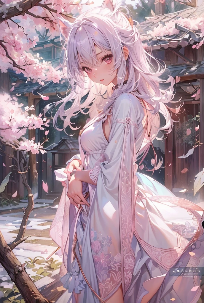 best quality:1.5), (ultra-detailed:1.5), (()), ((best quality)), (high resolution), (illustration), (an extremely delicate and beautiful), (ultra detailed beautiful face and eyes), 1girl, leaning forward sharp focus, ray tracing, 1girl, silky hair, multicolored hair, Whitehair(innercolorCherryblossom )background(sakura tree, day light), eye color(White pink, high definition,)inner eye (sakura),volumetric lightning, super_long_hair、have a weapon(katana)、naked looking_all(score_9:1.2), (score_8_up:1.2), (score_7_up:1.2),solo,Perfect anatomy,(one cute girl:1.3),(Line art:1.3),(Soft atmosphere:1.3),perfect anatomy,(A soft anime-style image capturing a delicate and ephemeral atmosphere),Enhance the anime screencap by adding a watercolor background, further elevating the dreamy and ethereal aesthetic. This scene, now rendered in 16k wallpaper resolution, merges the delicate beauty of the girl with pale skin and natural hair with a soft, lush watercolor landscape.The natural big breast  ,super intricately designed transparent super dress armor and her captivating eyes are set against a backdrop that mimics the fluid, blending colors of a watercolor painting, adding a layer of artistic depth and emotion. The perspective from above at a dutch angle, combined with the watercolor effect, creates a composition that feels like a floating, dream-like world, glowing aura around her are now part of a canvas that blends reality with imagination, inviting the viewer to step into a tranquil world of soft hues and poetic beauty, all encapsulated within a serene, BREAK,(best quality:1.3),(best masterpiece:1.3),(very aesthetic:1.2),(absurdres:1.2),newest,(intricate details:1.2),ai-generated,absurdres extremely detailed CG,depth of field,dynamic angle,dynamic pose、groin、
muscular female, fit, abs, leg muscles, arm muscle、