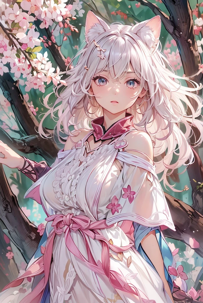 best quality:1.5), (ultra-detailed:1.5), (()), ((best quality)), (high resolution), (illustration), (an extremely delicate and beautiful), (ultra detailed beautiful face and eyes), 1girl, leaning forward sharp focus, ray tracing, 1girl, silky hair, multicolored hair, Whitehair(innercolorCherryblossom )background(sakura tree, day light), eye color(White pink, high definition,)inner eye (sakura),volumetric lightning, super_long_hair、have a weapon(katana)、naked looking_all(score_9:1.2), (score_8_up:1.2), (score_7_up:1.2),solo,Perfect anatomy,(one cute girl:1.3),(Line art:1.3),(Soft atmosphere:1.3),perfect anatomy,(A soft anime-style image capturing a delicate and ephemeral atmosphere),Enhance the anime screencap by adding a watercolor background, further elevating the dreamy and ethereal aesthetic. This scene, now rendered in 16k wallpaper resolution, merges the delicate beauty of the girl with pale skin and natural hair with a soft, lush watercolor landscape.The natural big breast  ,super intricately designed transparent super dress armor and her captivating eyes are set against a backdrop that mimics the fluid, blending colors of a watercolor painting, adding a layer of artistic depth and emotion. The perspective from above at a dutch angle, combined with the watercolor effect, creates a composition that feels like a floating, dream-like world, glowing aura around her are now part of a canvas that blends reality with imagination, inviting the viewer to step into a tranquil world of soft hues and poetic beauty, all encapsulated within a serene, BREAK,(best quality:1.3),(best masterpiece:1.3),(very aesthetic:1.2),(absurdres:1.2),newest,(intricate details:1.2),ai-generated,absurdres extremely detailed CG,depth of field,dynamic angle,dynamic pose、groin、
muscular female, fit, abs, leg muscles, arm muscle、