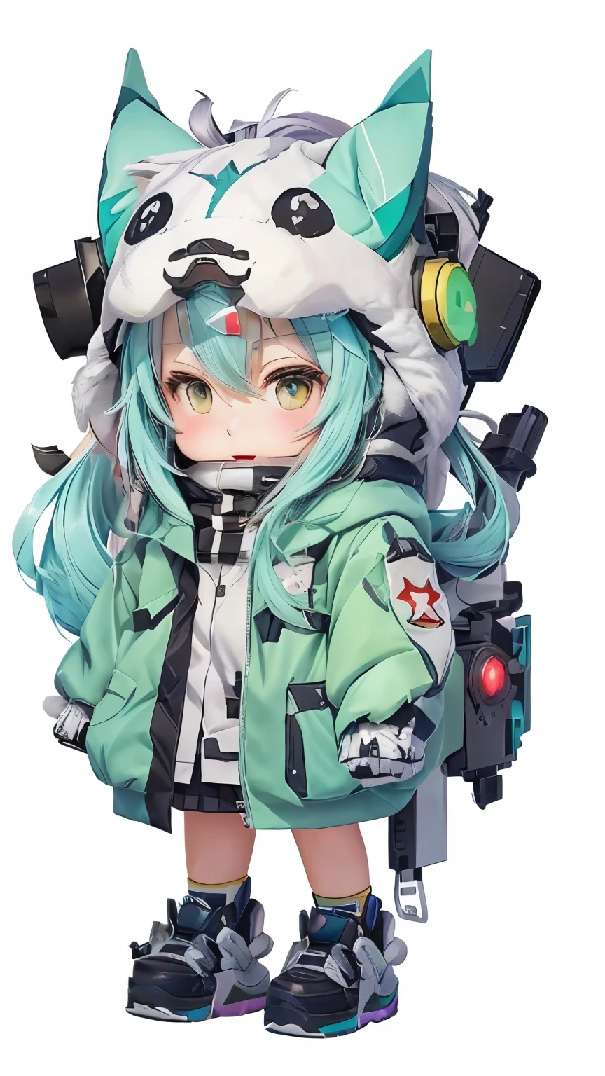 a cartoon image of a girl with a cat head and a gun, kantai collection style, anime moe artstyle, stylized anime, art of kirokaze pixel, girls frontline style, high quality anime artstyle, cute art style, from arknights, anime style 4 k, official artwork, mikudayo, anime girl with teal hair, cute character