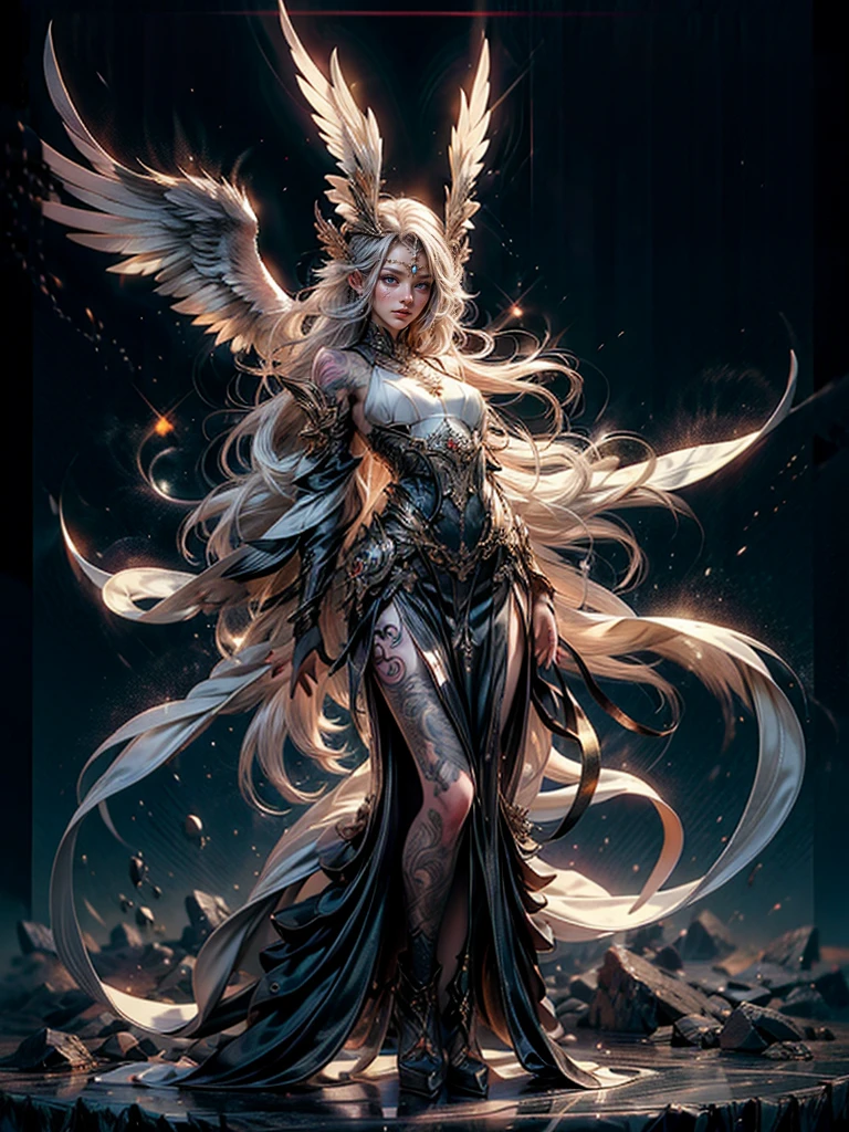best quality, masterpiece, photorealistic, ultrarealistic, professional photograph shot on Canon EOS R6, 80mm, moody lighting, (beautiful 24 yo swedish girl:1.05), green wrenchfaeflare, glowing, embroidery, accessories, jewelry, reflection, refraction, solo, detailed, feather wings, medium breasts, cleavage, (tornado:1.2), wind, goddess of wind, (full body), eye of the storm, moon, (dynamic pose), clouds BREAK (blonde hair, mid parted hair, straight hair, long hair:1.2), beautiful green eyes <lora:tools\epiNoiseoffset_v2> <lora:wrenchfaeflare:0.8>