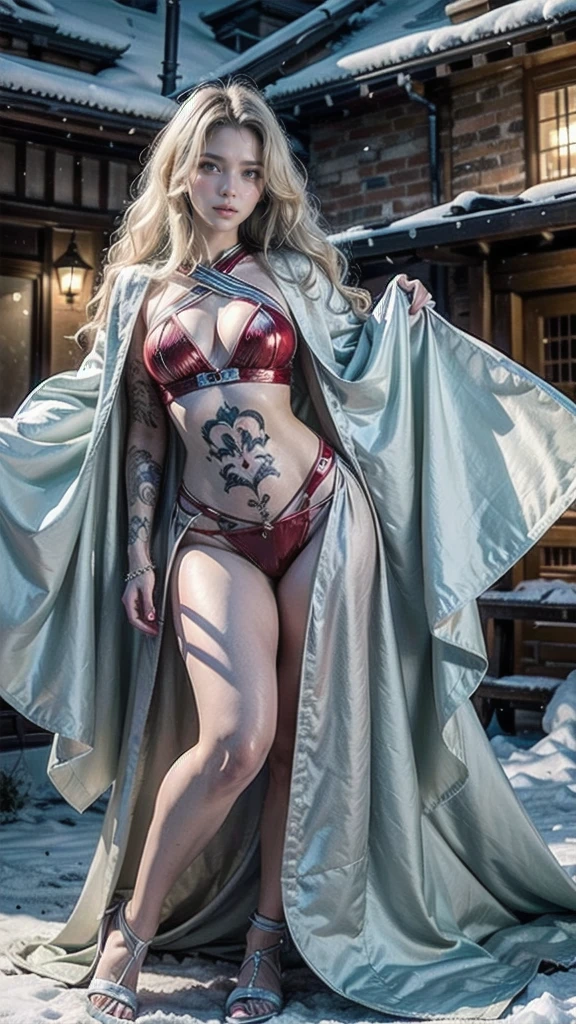  photorealistic , high resolution, soft light,1Women, Alone, Hips up, shiny skin, (  face image),tattoo, joy, Hanfu winter , layer, neve, night,  wavy white hair , handsome soldier, Eyes that invite the viewer, Lover's Perspective,  inviting expression , sorriso sexy, Perfect style, perfect balance , detailed skin, mischievous look, visible breast, body proportions, (Chapped lips:1.4), (blush de nariz:1.2), foreshortening, black cuts, (eye contact), High contrast, ultra high resolution, high resolution, detailed, Clean face,  ( sexy face :1.5), (big purple eyes:1.2), ( ultra detailed eyes :1.4), ( high resolution eyes:1.1), ( ultra detailed skin texture:1.4), PERSEPHONE, Persephone, Persephone, (SFW:1.5),  (full body:1.8), (upper body up:0.3), (hyper realistic:1.4), (realistic:1.3), (best quality real texture skin), Detailed eyes, detailed face, Cameltoe 
