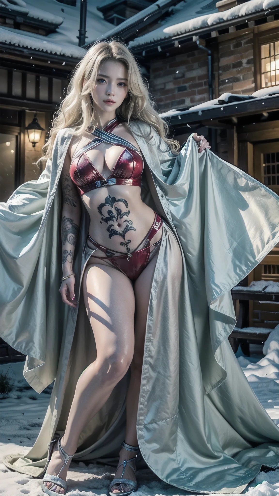  photorealistic , high resolution, soft light,1Women, Alone,  up, shiny skin, (  face image),tattoo, joy, Hanfu winter , layer, neve, night,  wavy white hair , handsome soldier, Eyes that invite the viewer, Lover's Perspective,  inviting expression , sorriso , Perfect style, perfect balance , detailed skin, mischievous look, visible , body proportions, (Chapped lips:1.4), (blush de nariz:1.2), foreshortening, black cuts, (eye contact), High contrast, ultra high resolution, high resolution, detailed, Clean face,  (  face :1.5), (big purple eyes:1.2), ( ultra detailed eyes :1.4), ( high resolution eyes:1.1), ( ultra detailed skin texture :1.4), PERSEPHONE, Persephone, Persephone, (SFW:1.5),  (full body:1.8), (upper body up:0.3), (hyper realistic:1.4), (realistic:1.3), (best quality real texture skin), Detailed eyes, detailed face,  
