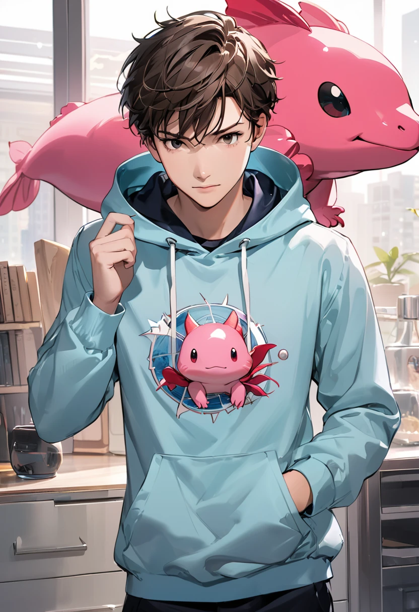 (masterpiece, best quality),super dooper axolotl hoodie peter parker