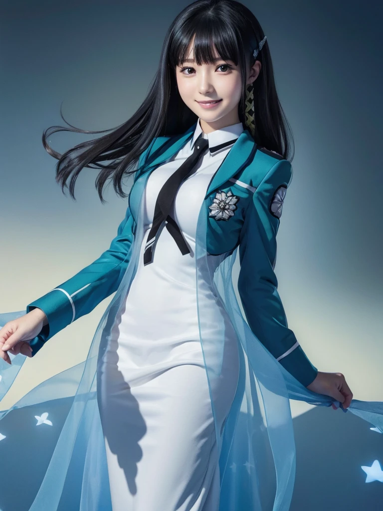 (Big Breasts)、The Irregular at Magic High School uniform、(smile)、( slender)、(Best Quality:1.5)