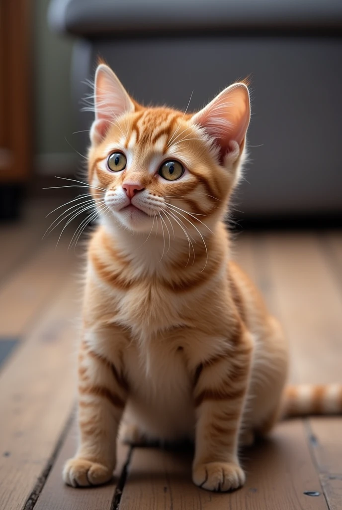 A cat turns around with a surprised expression