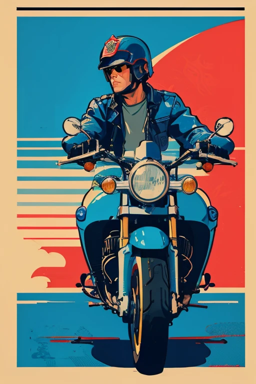  A blue motorcycle is parked in front of the building, in style of   Digital Illustration ,   Digital Illustration  -,  had a great influence on subsequent Japanese art and Buddhist culture ,   Digital Illustration , illustrated Poster, detailed   Digital Illustration , Poster illustration,   Digital Illustration , Cafe Racer, retro Poster, vintage Poster style, Cycle 3D Rendering, stylized   Digital Illustration ,  inspired by Oscar Ruti ,mStoke,gun_Poster