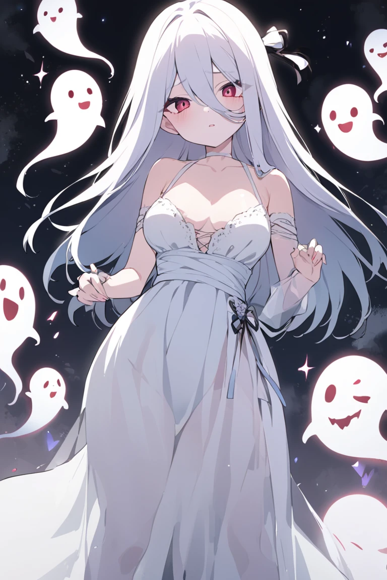 spirit photography、In the camera frame、Ghost photos、ghost、Midsummer、picture、Horror、occult、fear、Creepy、、Girl、Girl、Short、Younger、Lower school year、Baby Face、flat chest、Both eyes open、smile、Dynamic Angle、masterpiece、best quality、ultra-detail、ectoplasm