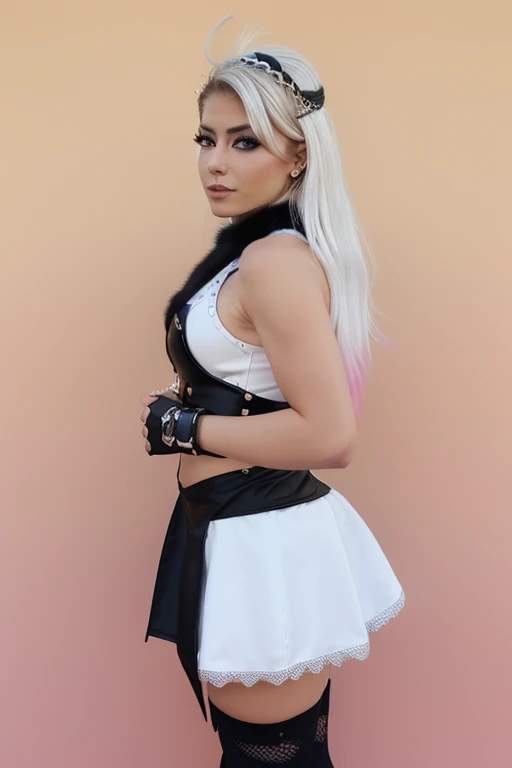 ((Masterpiece)), (highest quality))), (Character design sheet, national costume, same character, front, side, back), illustration, 1 girl, full body, silver hair, eye hair, beautiful eyes, princess cut, environmental change scene, short skirt, shyness, woman, girl, standing, goth , V-tuber, chartaan betarola, (simple background, white background: 1.3) ( Masterpiece:1.2), (Best Quality:1.3)