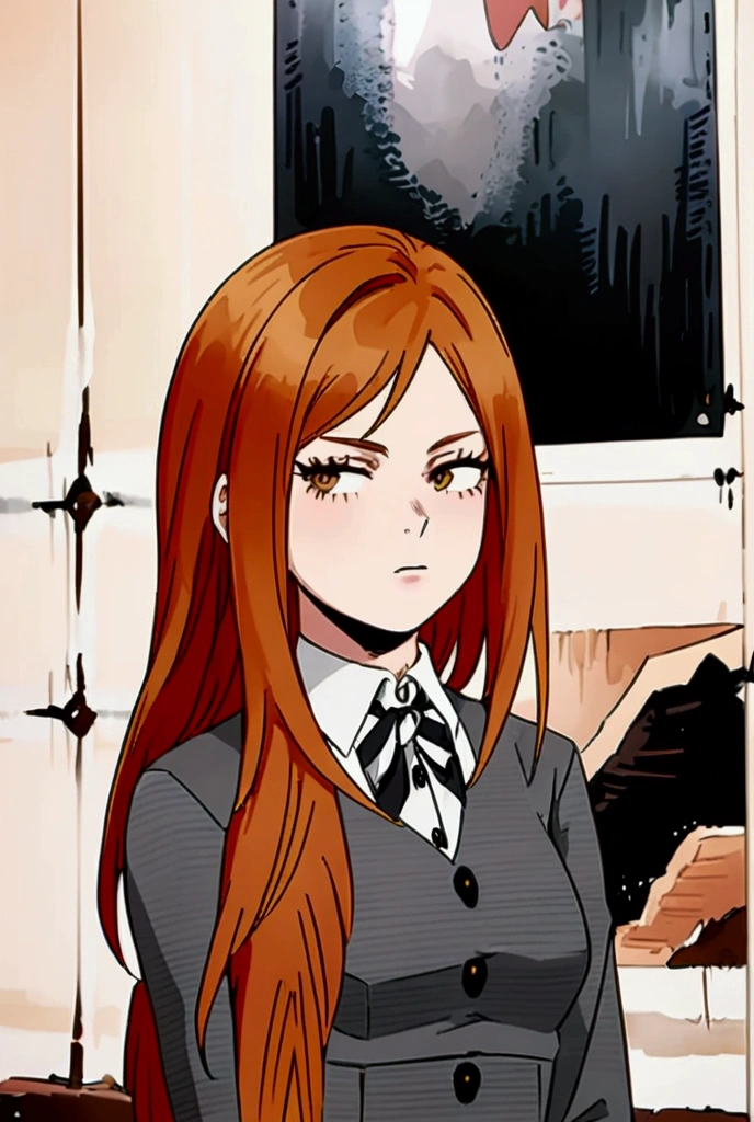 Ginger female civilian as My Hero Academia character. Anime style.