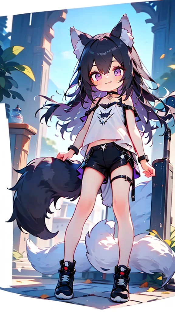 masterpiece,best quality,ultra detailed,bishounen,
1 cute shota,wolf ears, wolf tail,black hair,long hair, choker, mega cute frilly camisole with black lace,