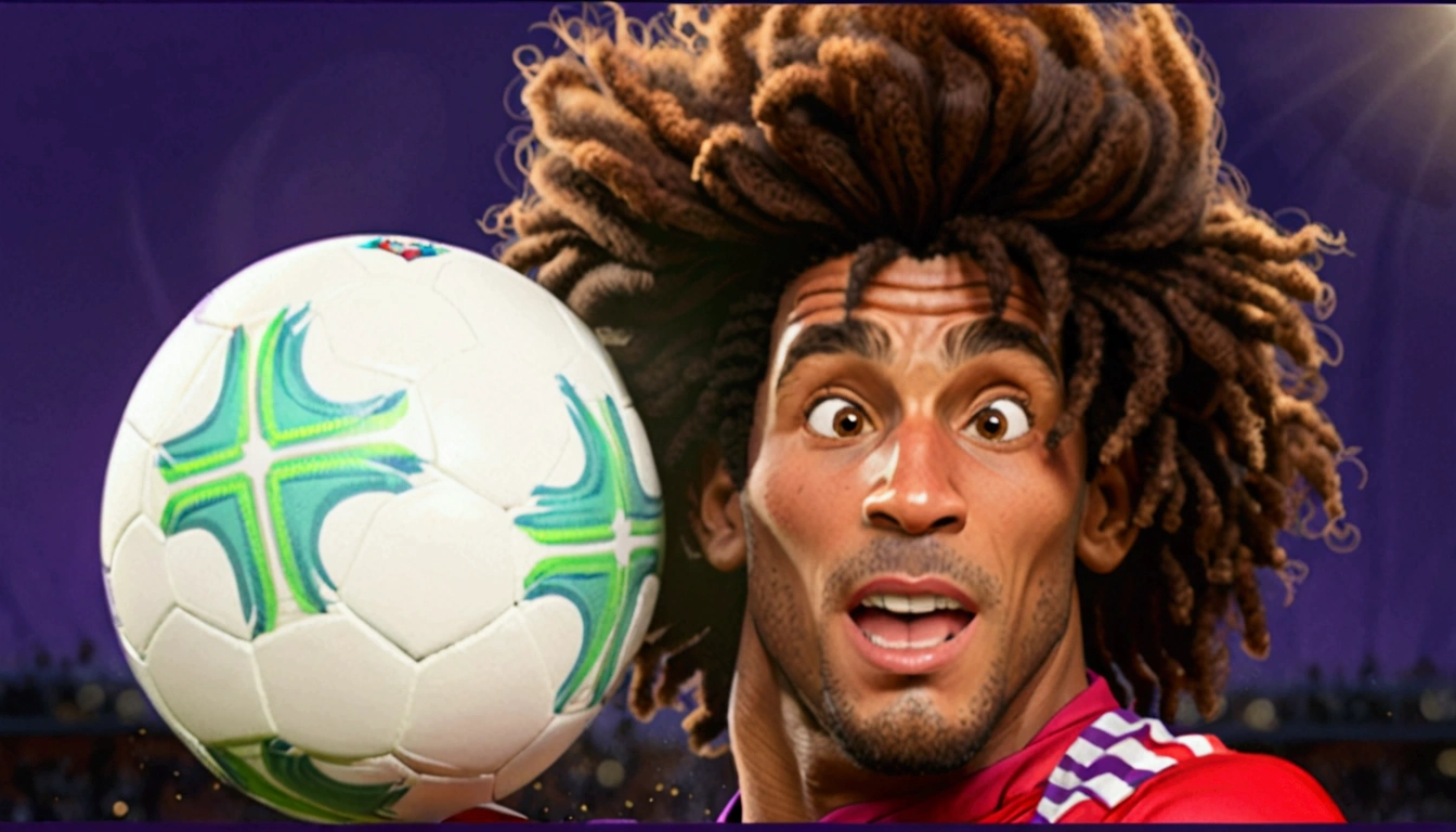    cartoon portrait   : Football Player ,(  dynamic action pose ,  ),  high quality,(Charming) ,  Intricate Details,     very detailed     ((purple soccer uniform )) ,    very detailed    , (happy),     studio lighting    ,( uniform number 26 )