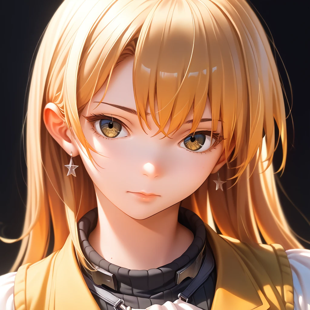 Anime girl wearing a black and yellow top and a black and yellow vest, extremely detailed  art gel , ig model |  art gel , Portrait of the Knights of the Zodiac, smooth anime cg art,  art gel .  anime illustration,  anime girl portrait , digital  anime illustration, Jan J,  art gel  on artstation pixiv,  art gel .  high detail