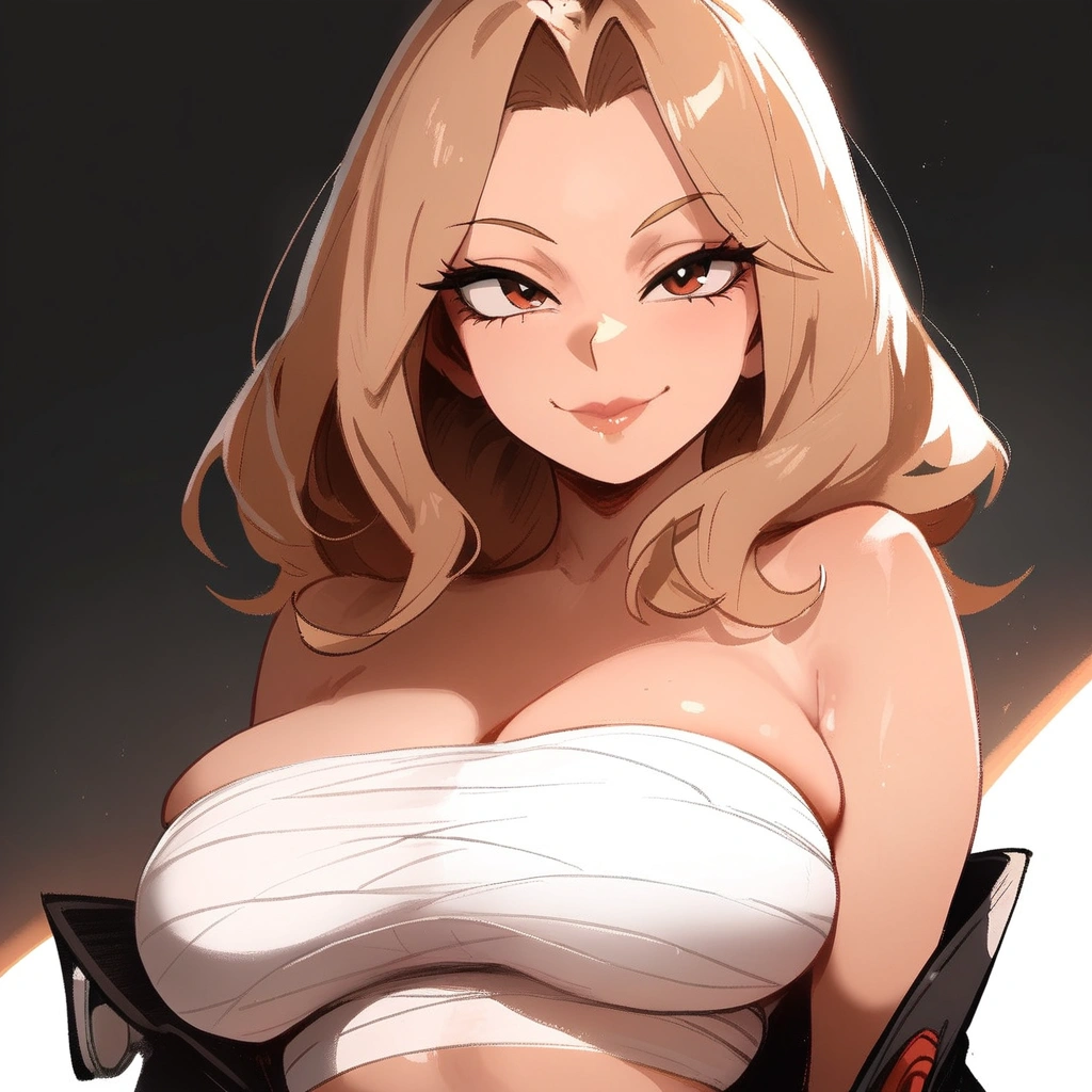 1girl, utsushimi kemii, boku no hero academia
\\\\\ masterpiece, best quality, newest ///// nyantcha, khyle, cutesexyrobutts \\\\\ thin waist, solo, looking at viewer, big breasts, , white background, simple background, naughty face, sarashi,collarbone, upper body, lips, portrait, leaning on viewer, skindentation, 
