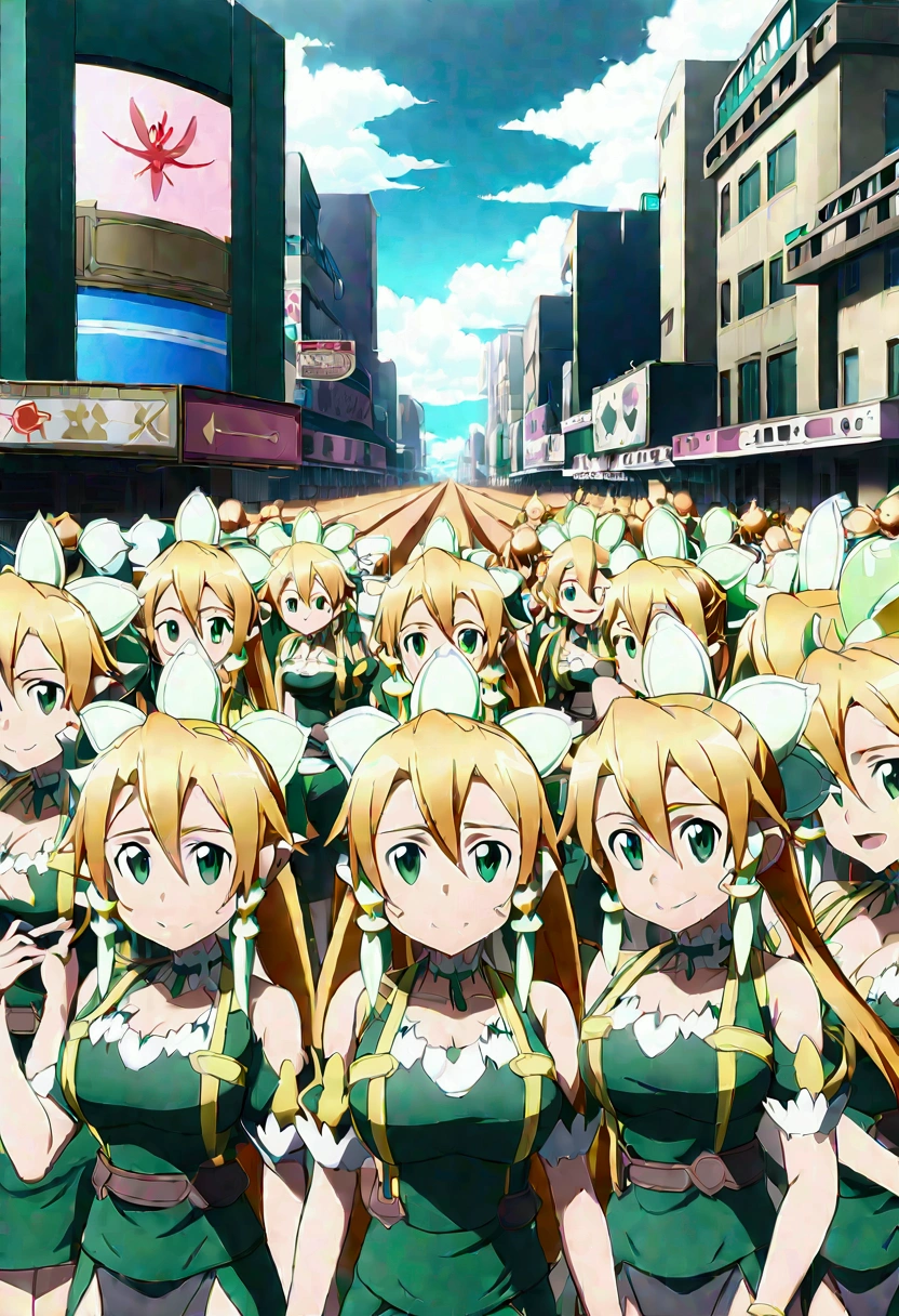 ((( leafa \(terraria\), sword art online))), masterpiece, best quality, very aesthetic, absurdres, anime artwork, anime style, key visual, vibrant, studio anime, highly detailed, large breasts(((An infinite number of girls with the same face and the same figure)))(((cloned face)))
(((similar identical twins)))
All the girls have the exact same face, The two have the same face and figure, as if they were mirror images