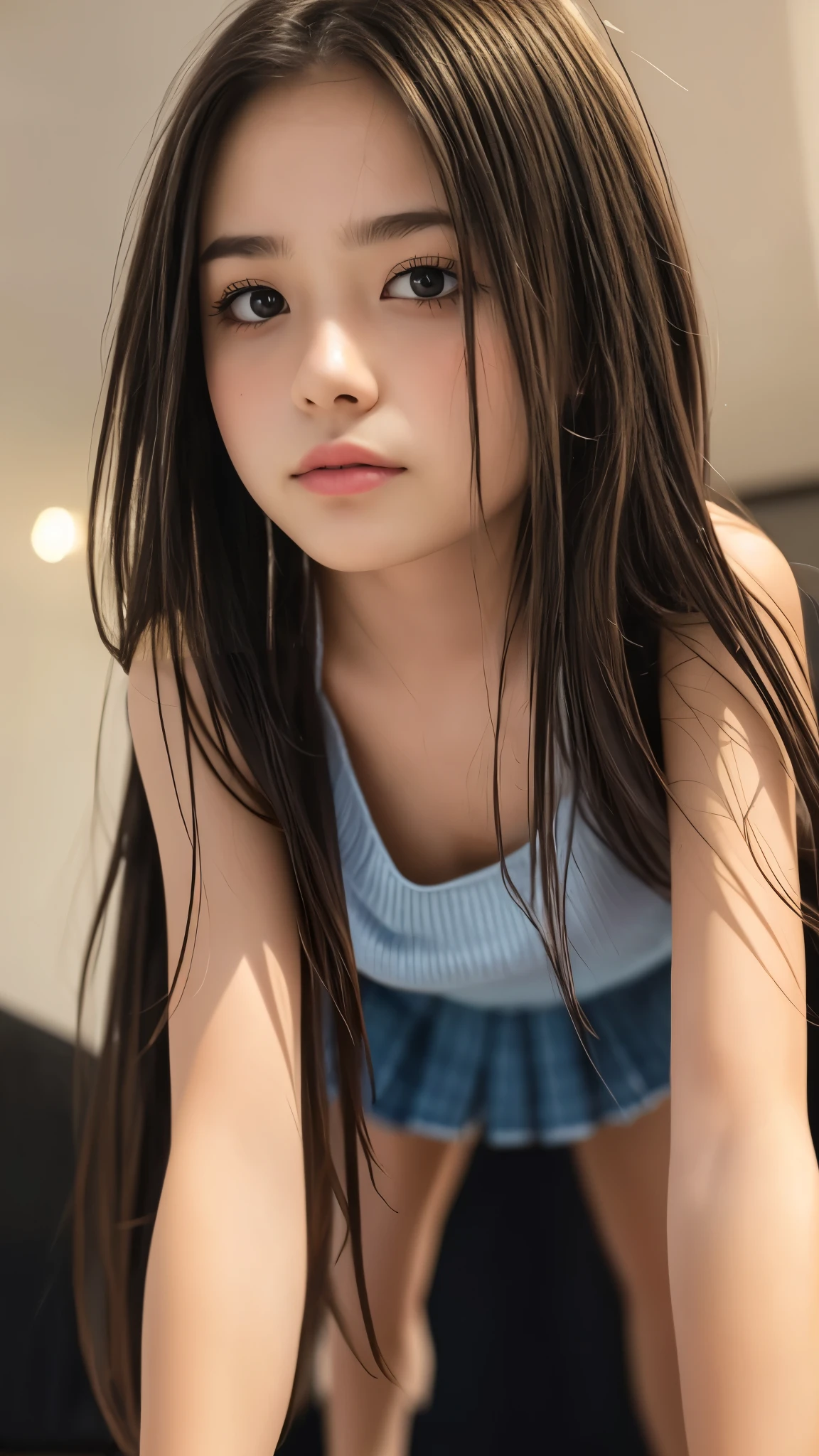 (Detailed hands:1.3, Perfectly right move:1.1), (((Beautiful girl having sex on all fours, Photographed from the front))), (((Slender and cute high school girl ))), (((Small breasts, I can see my flat chest:1.2))), Highest quality, ultra high resolution, masterpiece:1.2, 8k, RAW Photos, ( detailed eyes and faces that resist tentacles:1.2, Professional photography), (Detailed hands:1.3, Perfectly right move), Small beautiful butt, Thin thighs, (Beautiful Hair), ( perfect anatomy:1.3), (((Seductive pose)))